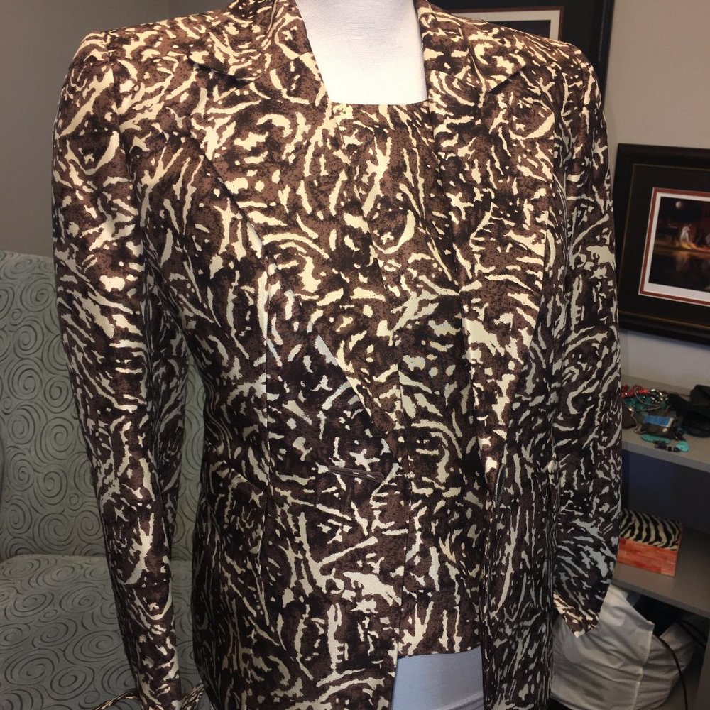 KASPER BROWN/TAN ANIMAL PRINT JACKET/SHELL